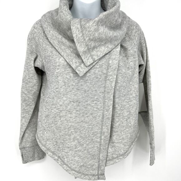 Z by Zella Girls Shooting Star Drape Collar Cardigan Grey Light Heather L 10-12 - Picture 1 of 9